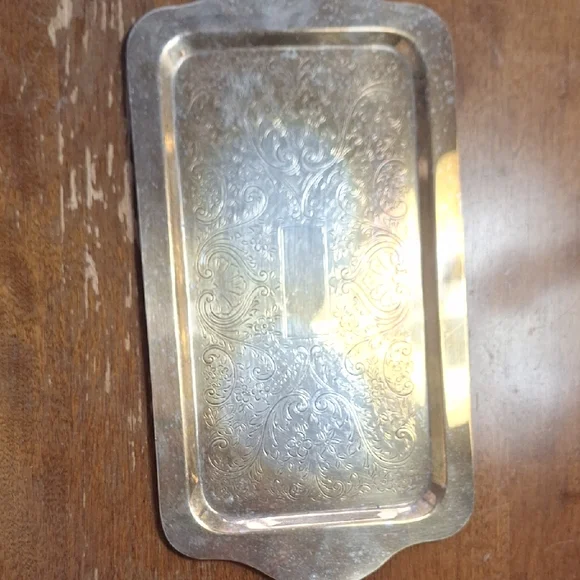 Elegant Silver Rectangular Serving Tray - Picture 1 of 4